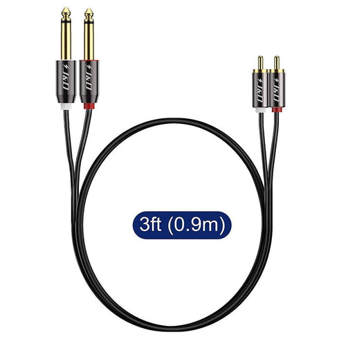 J&D 1/4 to RCA Cable, Gold Plated Copper Shell Heavy Duty 2X6.35mm TS to Dual RCA Stereo Audio Interconnect Cord for AV Receivers, Speakers, Home ...