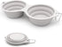 SLSON Collapsible Dog Bowls,Integrated Molding Dog Double Bowl No Plastic Rim 2 in 1 Foldable Pet Food & Water Bowl Cat Feeder Dish for Walking,Hi...