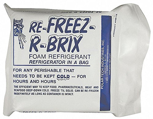 Polar Tech - RB 15 RB15 Re-Freez-R-Brix Foam Refrigerant Pack, 4-1/2" Length x 4" Width x 1-1/2" Thick (Case of 6)...