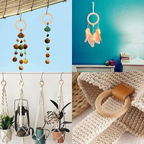 10 Pcs Macrame Wooden Rings 70 mm/2.7inch Unfinished Solid Large Wooden Rings for DIY Craft Pendant Connectors Jewelry Making...