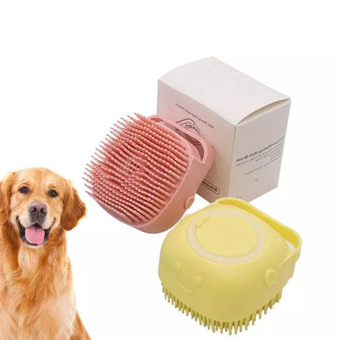 Dog Bath Brush Silicone Rubber Dog Grooming Brush Silicone Puppy Cat Grooming Cleaning for Short Long Haired Dogs and Cats Washing (Pink)...