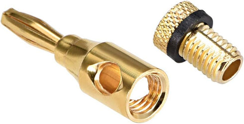 uxcell® Gold 4mm Plated Banana Connector Open Screw Type 10Pcs for Speaker Wire Home Theater...