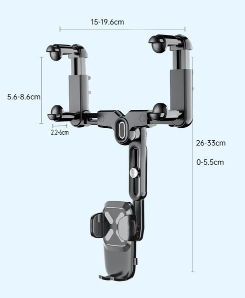 Car Phone Mount, 360 Rotatable and Retractable, Anti-Shake Design, Compatible with Samsung, iPhone, Sony......