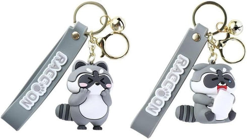 Keychain 2PCS Cute Cartoon Raccoon Key Chains Exquisite Cartoon Pendant Keyring Girl Backpack Decoration Women Key Chain DIY Hanging Accessory...