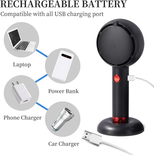 Mini Handheld Fan, Bladeless Personal Hand Fans with USB Rechargeable Battery Operated Portable Fan with LED Makeup Mirror 3 Speeds Small Fan for ...