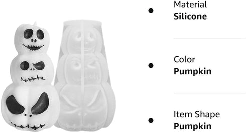 TOPYS Halloween Pumpkin Silicone Molds for Candle Making, 3D Resin Molds for Soap Aromatherapy Wax Resin Art Clay Craft Home Cake Decoration Makin...