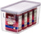 Rosanna Pansino x iDesign Recycled Plastic Kitchen Storage Bin with Lid, Clear Bin/Lavender Sprinkles Lid, 6" x 12" x 6"...