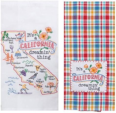 2 Piece Kay Dee Home State of California Embroidered Kitchen Towel Bundle...