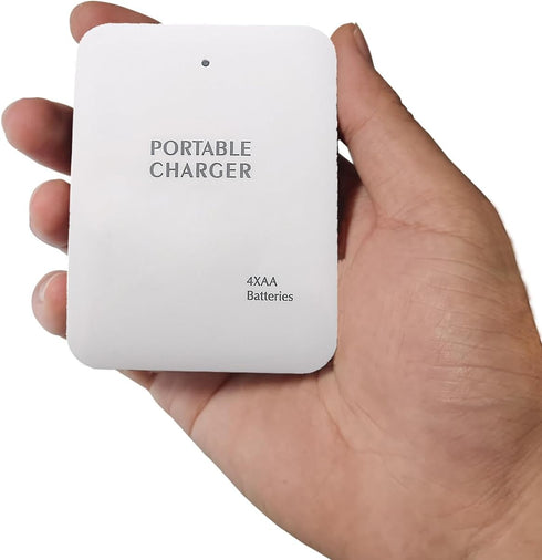 Battery Operated Phone Charger Emergency|USB Battery Powered Power Bank Portable 4 AA Batteries powered outlet (White)...