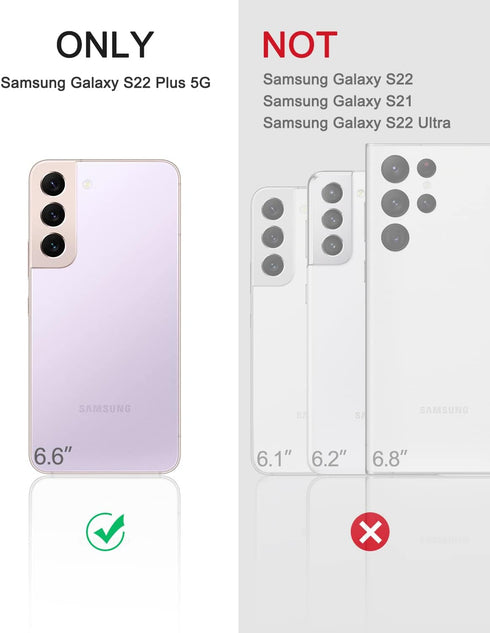 Dexnor Samsung Galaxy S22 Plus Case, Heavy Duty Military Grade Protection with Screen Protector, Kickstand, Shockproof, Phantom Purple...