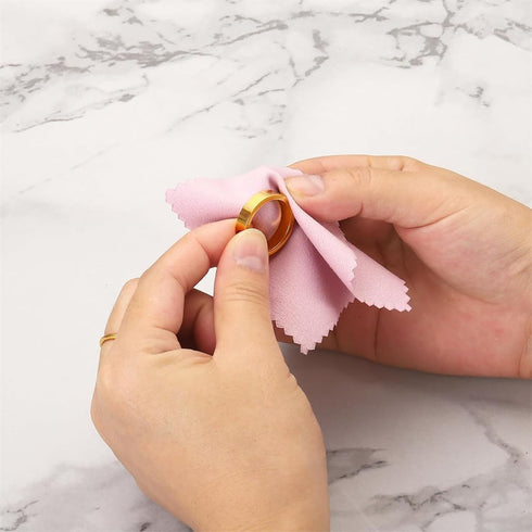 50pcs Jewelry Cleaning Cloth Pink Polishing Cloth for Sterling Silver Gold Platinum Small Polish Cloth 8x8cm...