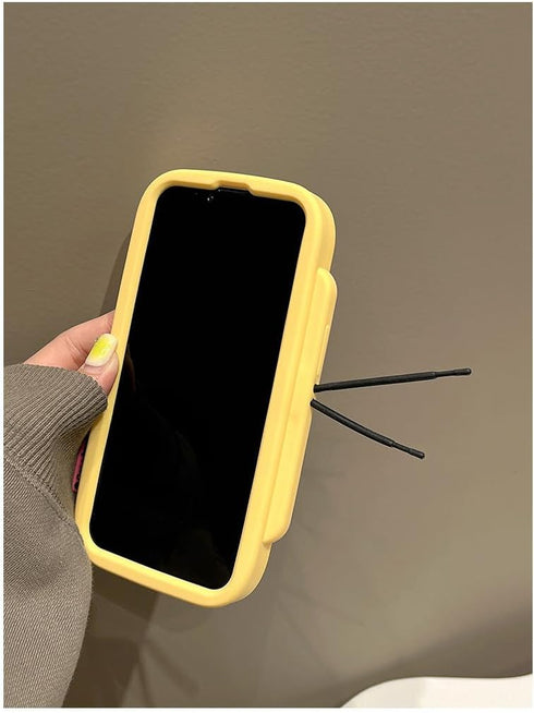 UnnFiko 3D Cartoon Phone Case for iPhone 15, Retro TV Shape Funny Case Soft Protective Cases for Girls Women (Yellow, iPhone 15)...