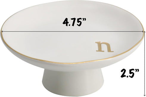 COLLECTIVE HOME - Ceramic Jewelry Tray, Decorative Monogram Jewelry Dish, Luxurious Trinket Tray with High Base, Birthday Mother's Day for Women (...