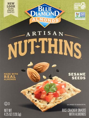 Blue Diamond Artisan Almond Nut Thins, Sesame Seed, 4.25 Oz...
