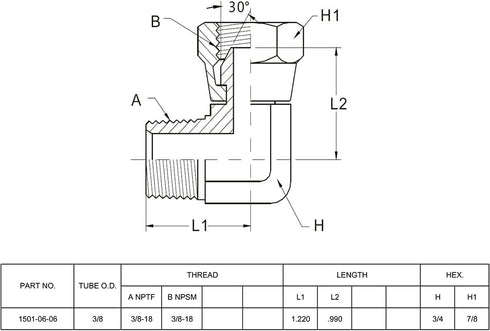 (2-PACK) 1501-06-06 Hydraulic Hose Adapter Fitting 3/8"-18NPTF Male×3/8"-18NPSM Female Swivel 90°Pipe Joints Elbow Carbon Steel...