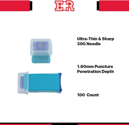 Ever Ready First Aid Safety Pressure Activated Lancets, Sterile Push Lancets with 30 Gauge for Blood Sugar Testing - 100 Count...