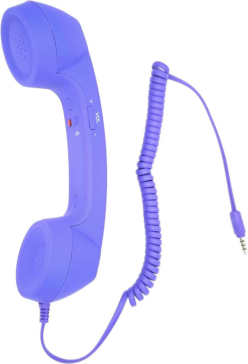 Retro 3.5mm Telephone Handset Cell Phone Receiver Mic Microphone Speaker for iPhone iPad Mobile Phones Cellphone Smartphone (Purple)...