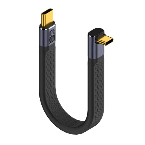 QIANRENON 240W USB4.0 C Male to 90° Angle Type C Male PD Fast Charging Short Cable 40Gbps USB Type C 4.0 Flat Soft Data Cable, for Thunderbolt 3/4...