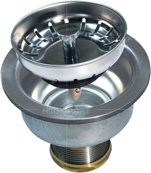 Highcraft 9754 Kitchen Sink (3-1/2 Inch) Stainless Steel Drain Assembly With Strainer Basket and Snaplock Stopper Long Extended Shank (3-3/4 Inch)...