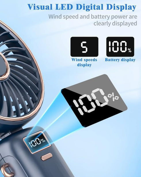 Mini Fan,Small Hand Fan with Pedestal,USB Battery Powered Eyelash Folding Lanyard Silent Cordless Fan,Handheld/Neck/Desk 3 in 1 Personal Fan,Porta...