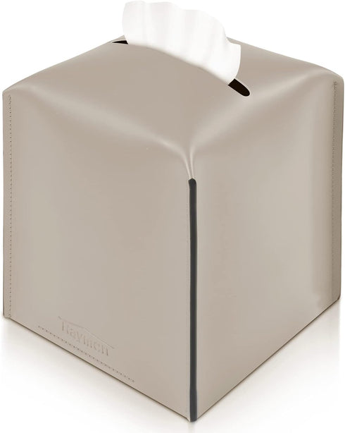 Raymen Tissue Box Cover, Modern Saddle Leather Square Tissue Box Holder - Decorative Holder Organizer for Bathroom Vanity Countertop, Night Stands...