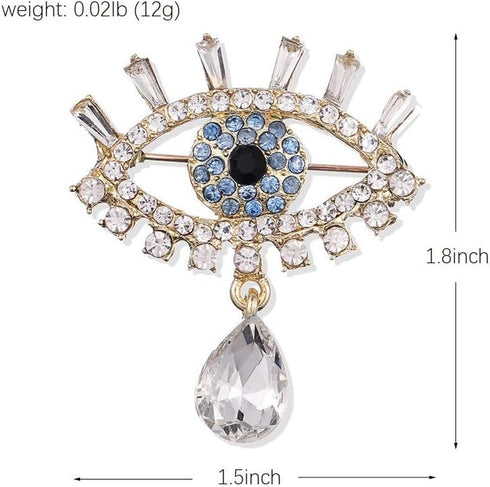 ROFARSO Lucky Charm Evil Eye with Tears Aojo Brooch Pin for Women Fully-Jewelled with Rhinestone Crystal for Wedding Party Prom Gift Accessories f...