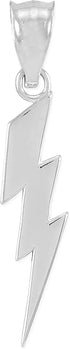 High Polish 925 Sterling Silver Lightning Bolt Charm Pendant Necklace, 16"...