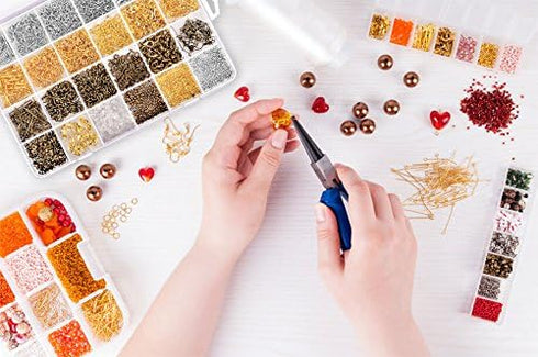PAXCOO 2880 Pcs Jewelry Making Findings Supplies Kit with Open Jump Rings, Lobster Clasps, Crimp Beads, Screw Eye Pins, Head Pins, Earing Hooks an...