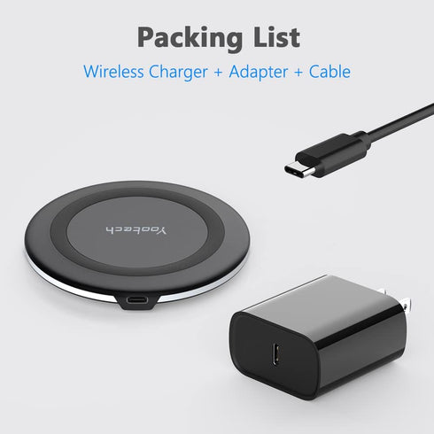 yootech Wireless Charger, 10W Max Wireless Charging Pad with Quick Adapter, Compatible with iPhone 15/15 Plus/15 Pro Max/14/13/SE 2022/12/11/X/8,S...
