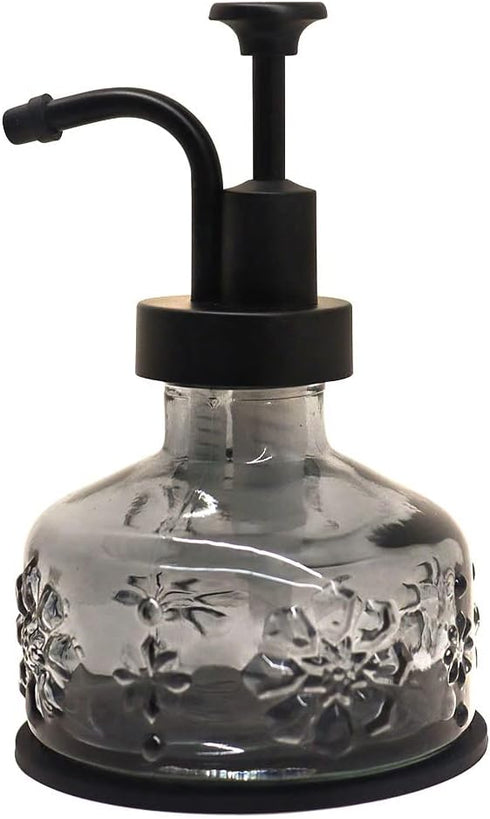 Glass Soap Dispenser for Kitchen and Bathroom Countertop, Smooth Action Pump Refillable Wash Hand Liquid, Dish Detergent, Farmhouse Style with Cyl...