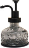 Glass Soap Dispenser for Kitchen and Bathroom Countertop, Smooth Action Pump Refillable Wash Hand Liquid, Dish Detergent, Farmhouse Style with Cyl...