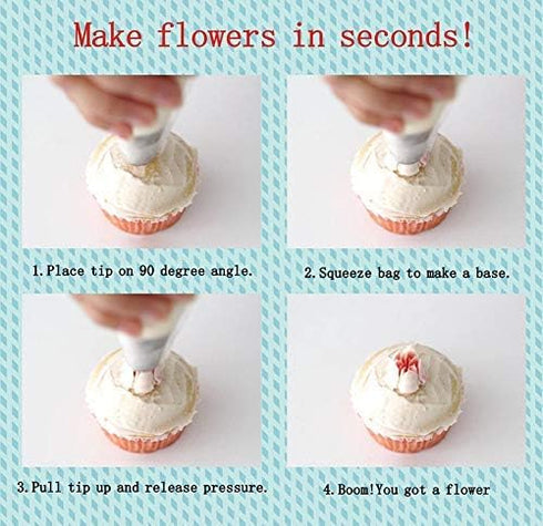 Russian Piping Tips Cake Decorating Complete Set, WOWDECOR 24pcs Baking Supplies Kit Icing Nozzles Flowers Shaped, Frosting Bags and Tips for Begi...