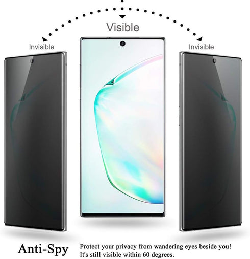 Galaxy Note 10 Plus Privacy Screen Protector, Anti Spy Case Friendly Fingerprint Available Soft Film, Full Adhesive Coverage Anti-Scratch Nano Shi...