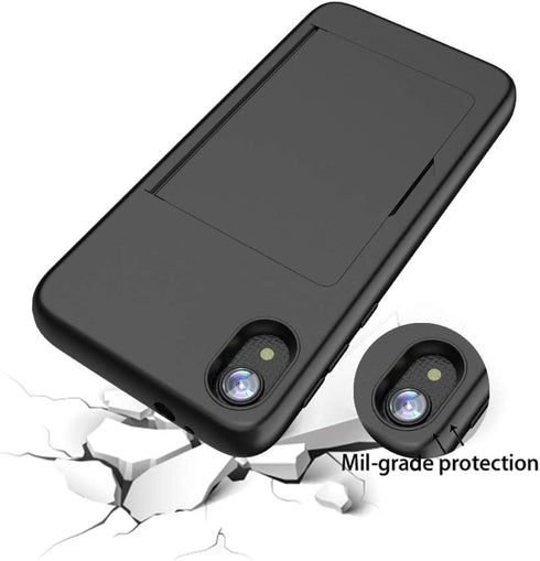 for iPhone x/xs with Card Holder,Credit Card Slot Protective Wallet Case (Black)...