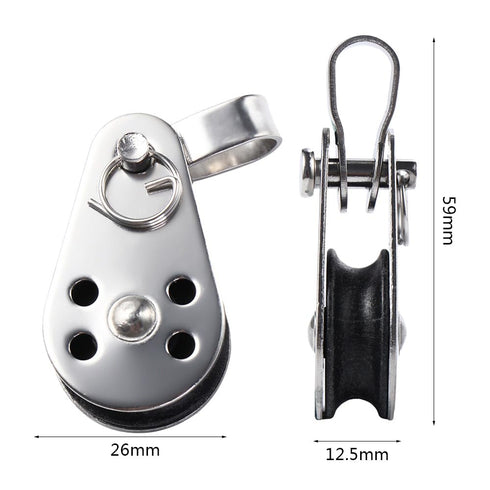 4PCS Stainless Steel Marine Pulley,Pulley Blocks,Bearing Lifting Wheel Tools Nylon Boat Accessories Power Transmission Parts Pulley Towing Wheel F...