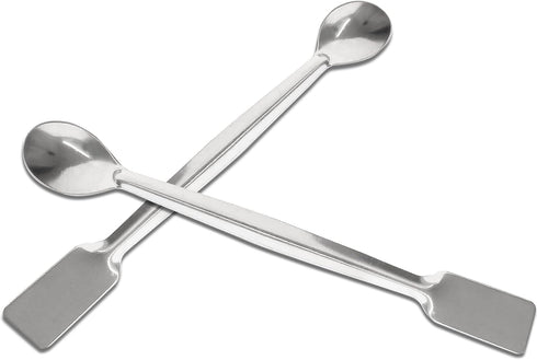 10 Pcs 2 in 1 Double Ended Lab Spoon Micro Lab Spatula Stainless Steel Lab Scoop Square & Flat Spoon End for Reagent Sampling, Mixing, Measuring...