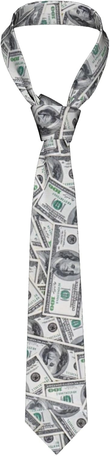 American Money Mens Tie Money Us 100 Hundred Dollar Bill Necktie,Fun Print Woven Slim Neck Ties for Men...