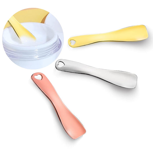 3 PCS Metal Cosmetic Spoon Skincare Spatula Stick Applicator Beauty Spa Mini Spoon Skin Care Facial Cream Mask Scoop Makeup Tools for Facial DIY M...