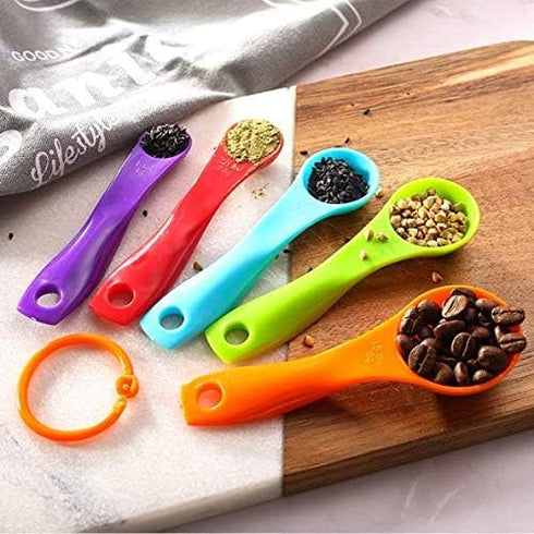 5 Pcs Colorful Plastic Measuring Spoons Plastic Teaspoon 1/2.5/5/7.5/15ml Measuring Spoon for Baking Coffee Tea, Measure Tool, Kitchen Accessories...