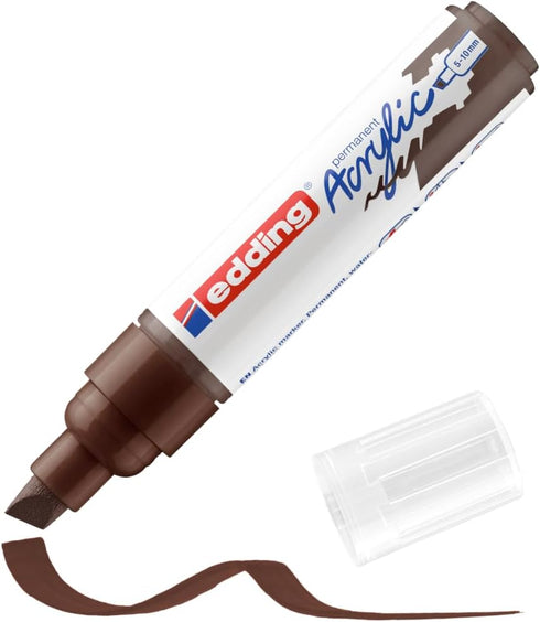 edding 5000 acrylic marker broad - brown - 1 waterproof acrylic paint marker - chisel nib 5-10 mm - acrylic paint pen for drawing on canvas, art p...