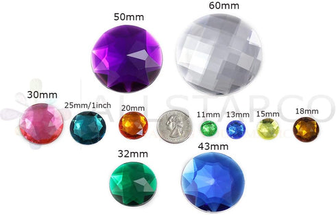 30mm Flat Back Round Acrylic Rhinestones Plastic Circle Gems for Costume Making Cosplay Jewels Pro Grade Embelishments - 12 Pieces (Red Ruby H103)...