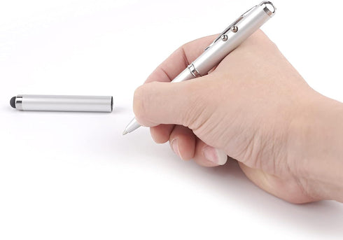 Metal Multi-Function Pen, Touch Screen Stylus, Flashlight with White Light, Infrared, Creative Christmas and Birthday Gifts (1 Silver)...