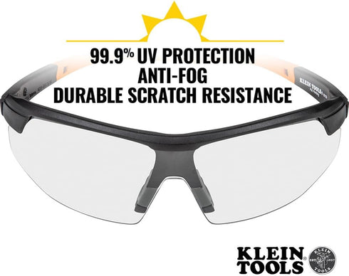 Klein Tools 60159 Safety Glasses, PPE Protective Eyewear with Semi Frame, Scratch Resistant and Anti-Fog, Clear Lens...