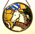 Decorative Hand Printed Stained Glass Window Sun Catcher/Roundelette in an Edinburgh Unicorn Design....