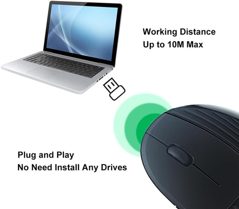 Ergonomic Mouse,2.4G Wireless Vertical Mouse,800/1200 /1600 DPI Optical Mice,6 Buttons for Laptop, Desktop, PC,MacBook...