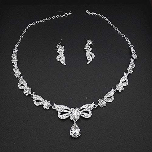 Wedding Sets For Women Bling Bride Hair Accessories Tiaras Earrings Necklace Wedding Jewelry Sets A...