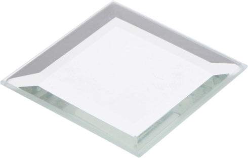 Plymor 1.5" Square, 3mm Thick Beveled Glass Mirror, Pack of 24...