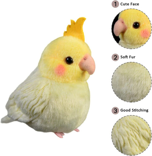 Nohito Realistic Yellow Cockatiel Parrot Bird Plush Toy Stuffed Animal Simulation Fake Bird Cockatoo Stuffed Animals Cute Little Bird Plushie Doll...