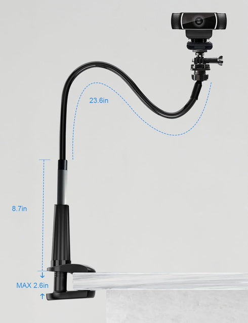32 Inch Webcam Stand Camera Mount, Upgraded Thick Base Flexible Gooseneck Camera Stand Desk Webcam Mount Clamp for Logitech Webcam C930e C930 C920...