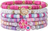 Pingyongchang Bohemian Turtles Heishi Beaded Stretch Bracelets For Women Polymer Clay Colorful Flower Vinyl Disc Surfer Layering Stackable Beads P...